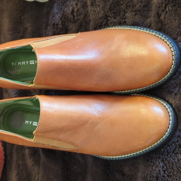 Tommy Hilfiger Size 6M Cognac 3 inch Block Heel Leather Booties - Picture 8 of 11